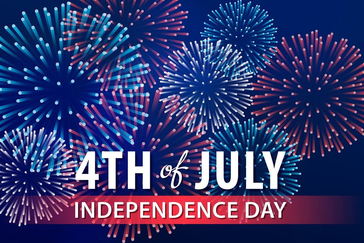 Firework graphic with 4th of July written across